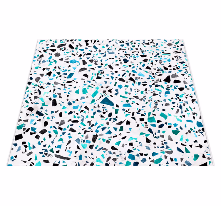 Alfombra de vinilo para cocina azulejos mármol azul - TenVinilo