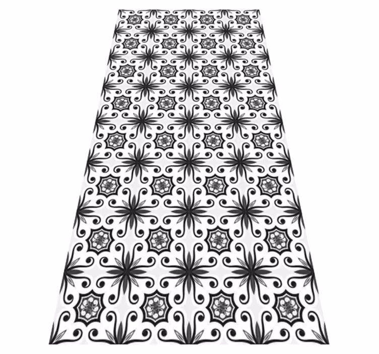 Alfombra de vinilo para cocina azulejo negro vintage - TenVinilo