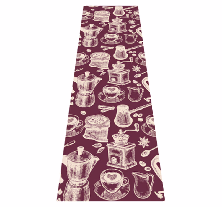 Alfombra de vinilo para cocina diseño de café - TenVinilo