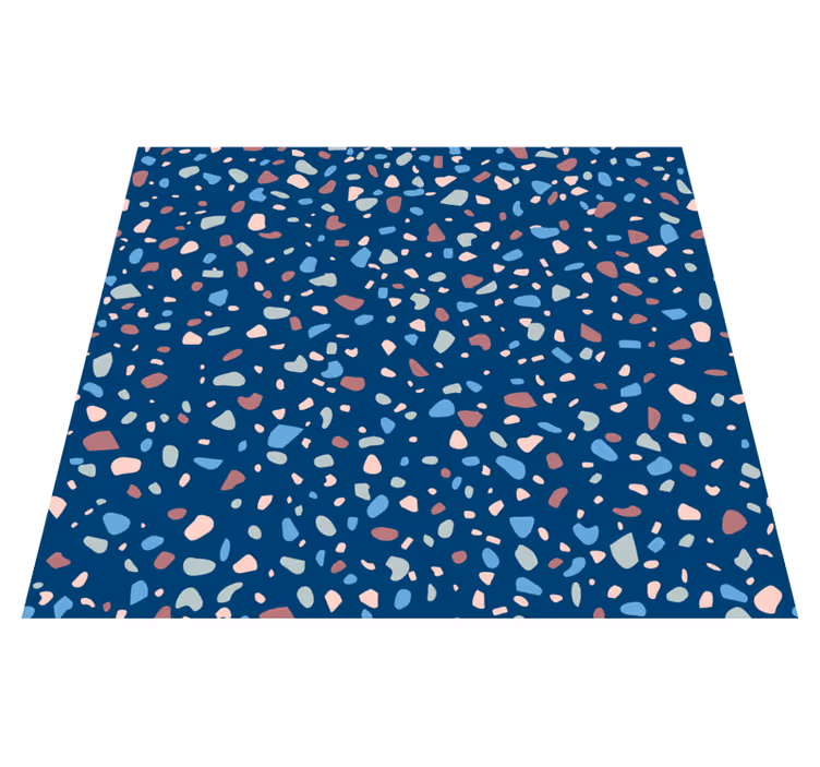 Alfombra de vinilo para cocina terrazo azul oscuro - TenVinilo