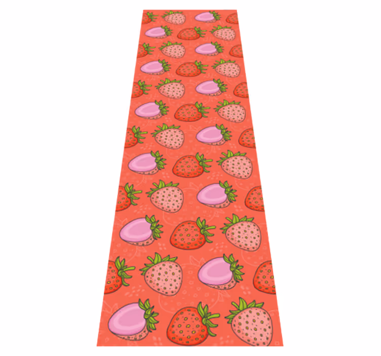 Alfombra de vinilo para cocina fresas rojas y rosas - TenVinilo