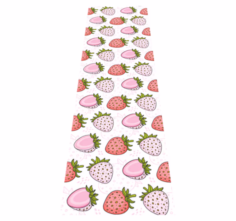 Alfombra de vinilo para cocina fresas rosas y rojas - TenVinilo