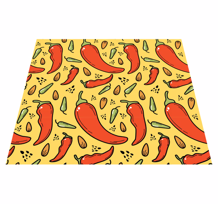 Alfombra de vinilo para cocina chile rojo y verde - TenVinilo