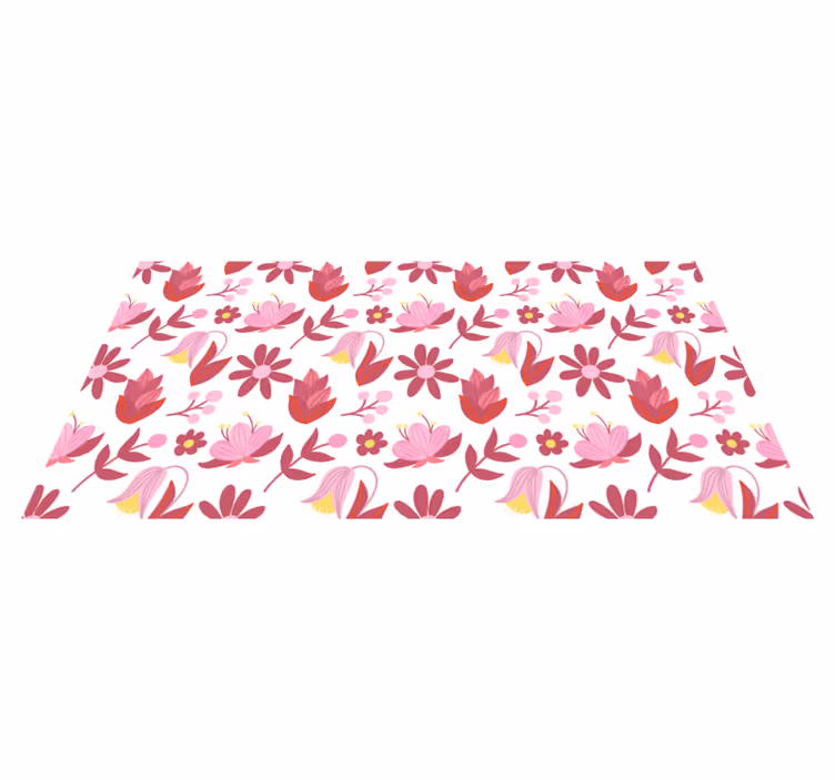 Alfombra vinílica flores arte popular polaco rojo - TenVinilo