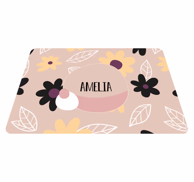 Alfombra vinílica flores modernas en fondo beige - TenVinilo