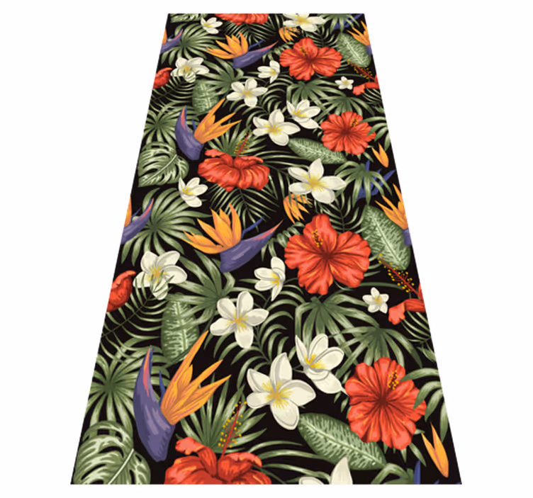 Alfombra vinílica flores diseño selva tropical - TenVinilo