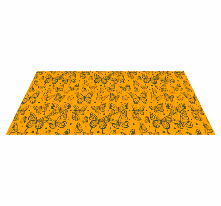 Alfombra vinílica flores fondo de plantas mariposas - TenVinilo
