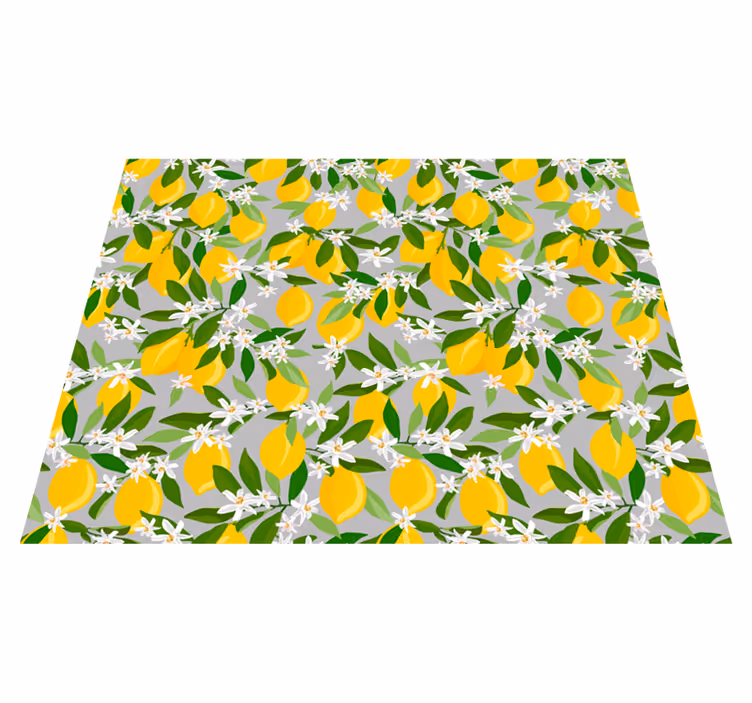 Alfombra vinílica flores patrón de flores de limón - TenVinilo