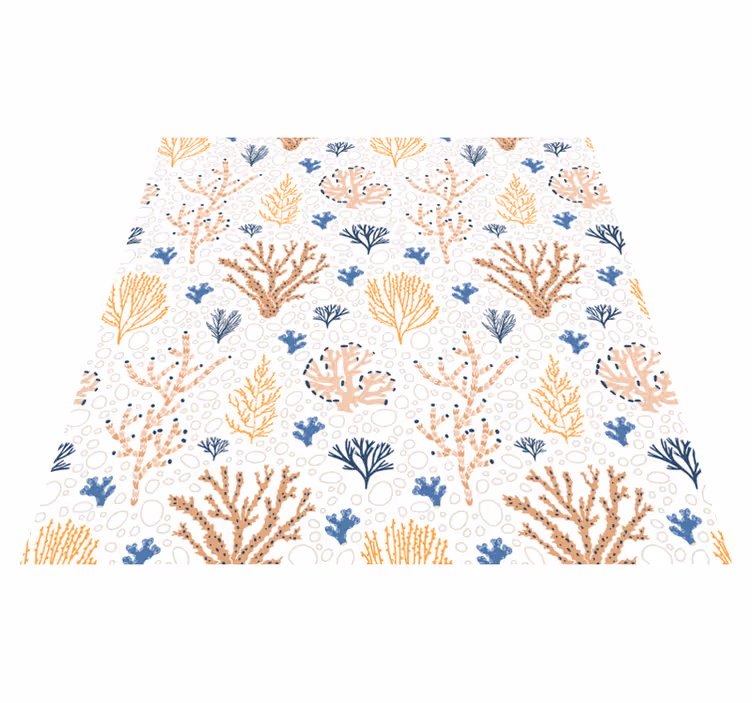 Alfombra vinílica flores patrón coral elegante - TenVinilo