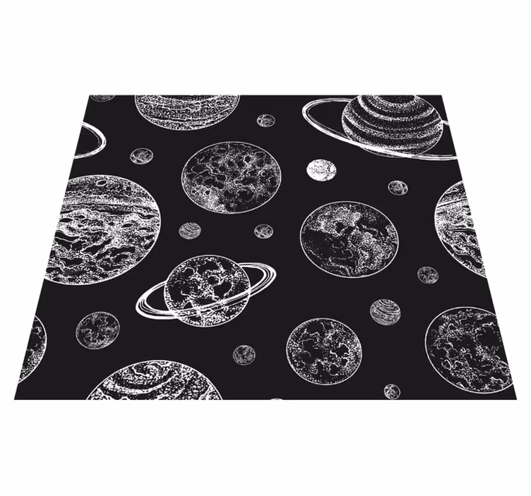 Alfombra vinílica de estrellas espacio en blanco y negro - TenVinilo