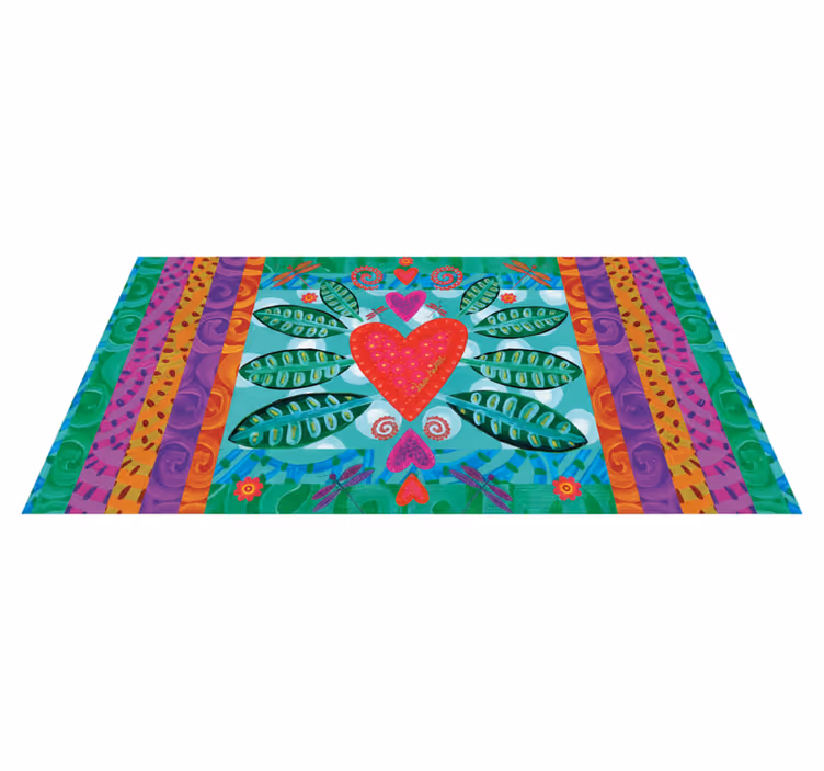 Alfombra vinílica salón corazón rojo colorido - TenVinilo