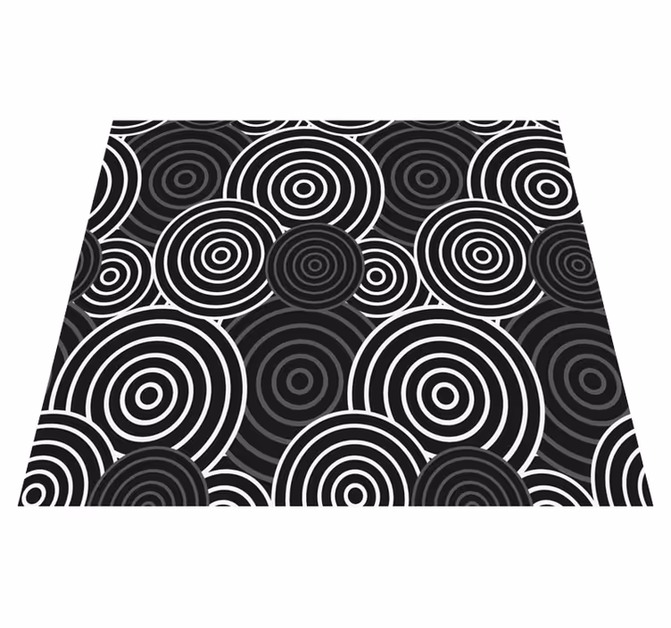 Alfombra vinílica geométrica círculo negro con fondo - TenVinilo