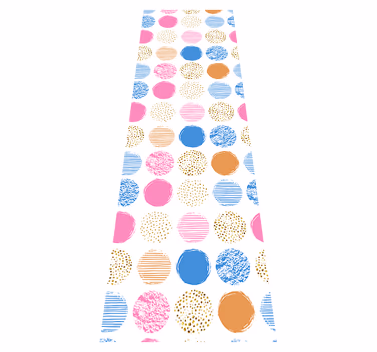 Alfombra vinílica geométrica con patrón de puntos de colores - TenVinilo