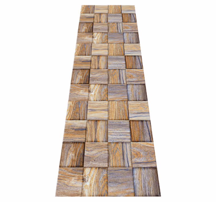 Alfombra vinílica geométrica mosaico imitación madera 80's - TenVinilo