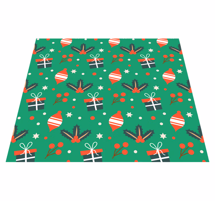 Alfombra vinílica navidad patrón de caramelos verdes - TenVinilo