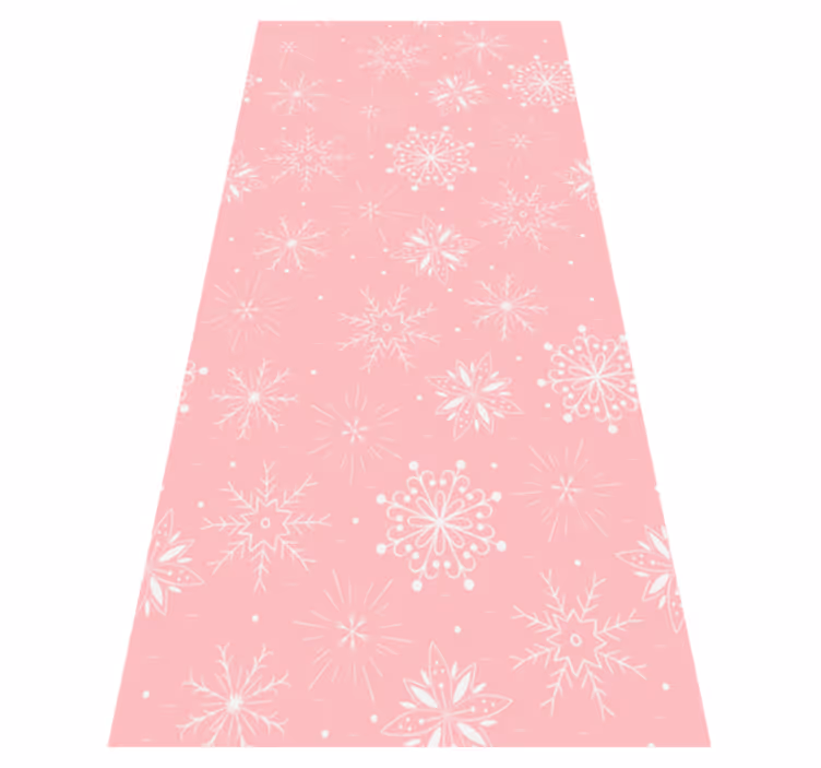 Alfombra vinílica navidad copos de nieve en rosa - TenVinilo