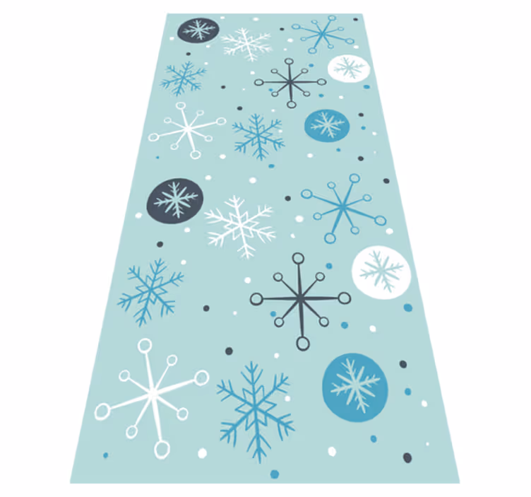 Alfombra vinílica navidad copos de nieve azul y blanco - TenVinilo