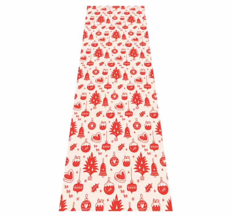 Alfombra vinílica navidad patrón navideño rojo y rosa - TenVinilo