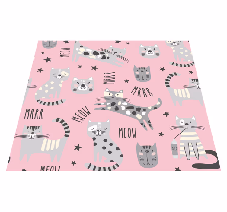 Alfombra vinílica dormitorio gatos elegantes - TenVinilo