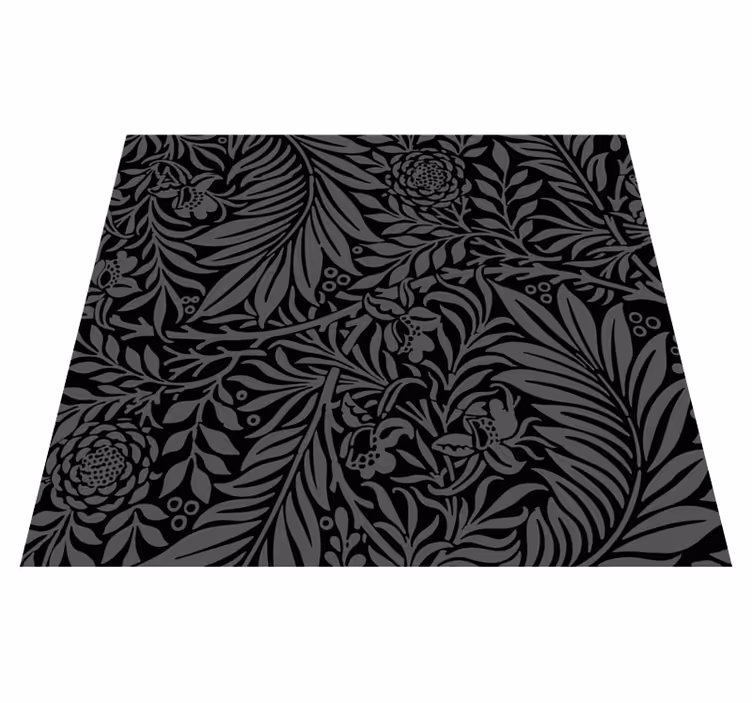 Alfombra vinílica dormitorio patrones abstractos negros - TenVinilo