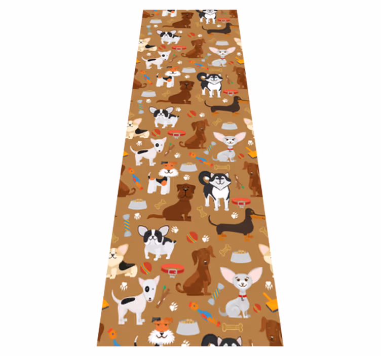 Alfombra vinílica dormitorio con estampado de perritos - TenVinilo