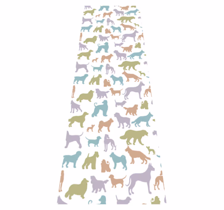 Alfombra vinílica dormitorio siluetas de perros pastel - TenVinilo