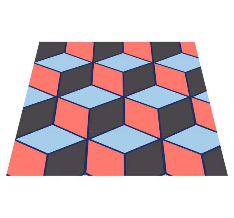 Alfombra vinílica dormitorio cuadrados geométricos 3d - TenVinilo