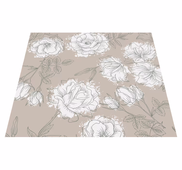 Alfombra vinílica dormitorio flores de estilo vintage - TenVinilo