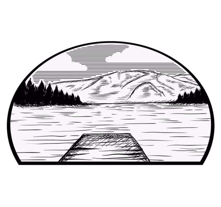 Alfombra vinílica naturaleza casa en el lago pine - TenVinilo