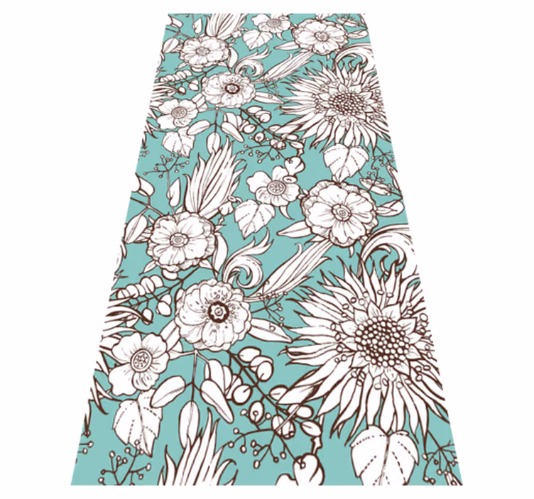 Alfombra vinílica naturaleza patrón floral pantalla - TenVinilo