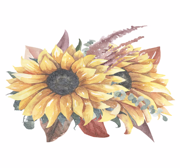 Alfombra vinílica naturaleza arreglo floral girasol - TenVinilo