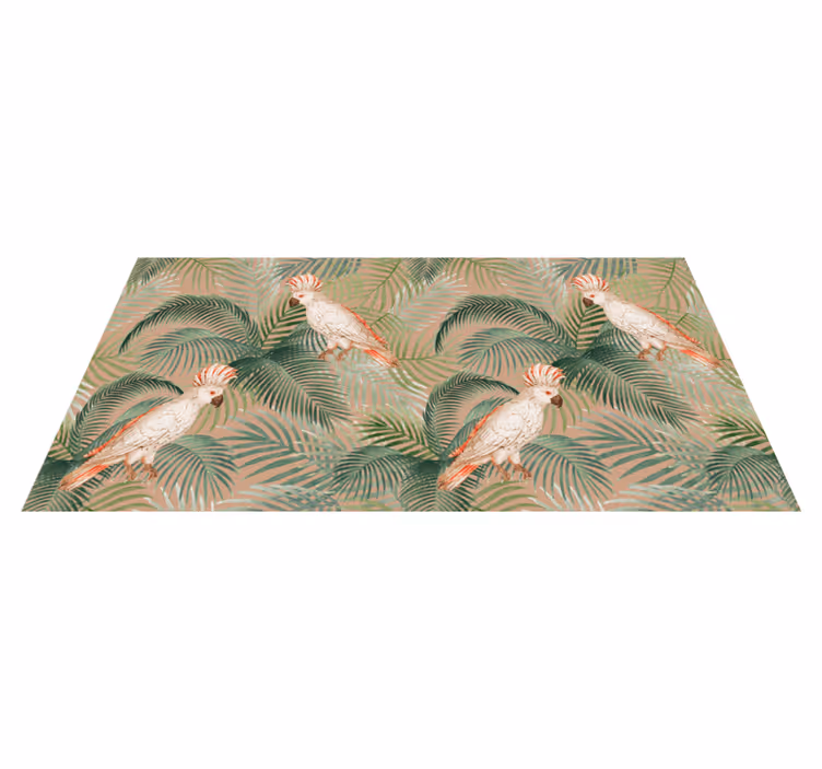 Alfombra vinílica naturaleza loros y palmeras - TenVinilo