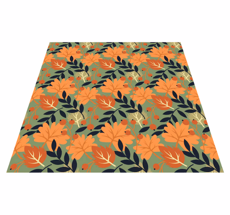 Alfombra vinílica flores diseño hojas otoñales grandes - TenVinilo