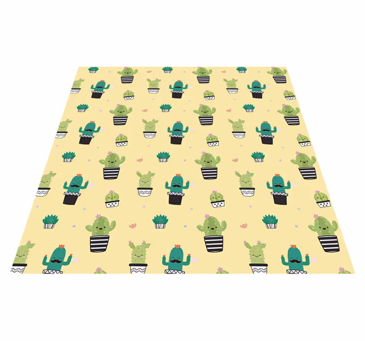 Alfombra vinílica flores cactus dibujo patrón - TenVinilo