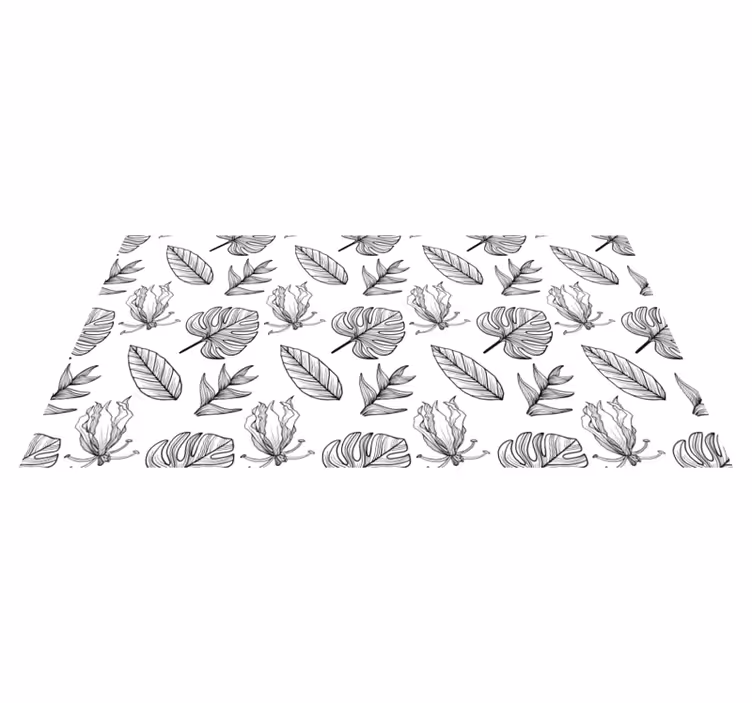 Alfombra vinílica flores con patrones de plantas - TenVinilo