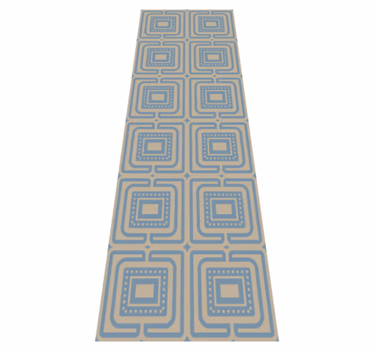 Alfombra vinílica dormitorio textura cuadrados bronce y azul - TenVinilo