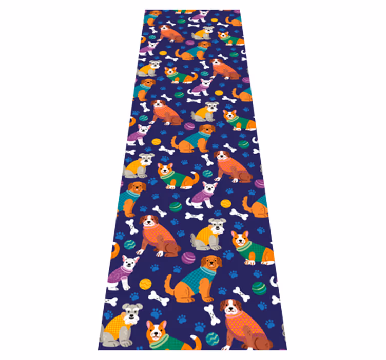 Alfombra vinílica dormitorio patrón perros colorido - TenVinilo