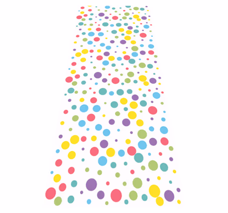 Alfombra vinílica dormitorio estampado de lunares coloridos - TenVinilo