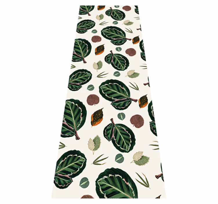 Alfombra vinílica dormitorio hojas de maranta verde rojo - TenVinilo