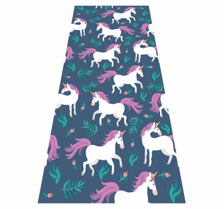 Alfombra vinílica dormitorio patrón azul unicornio - TenVinilo