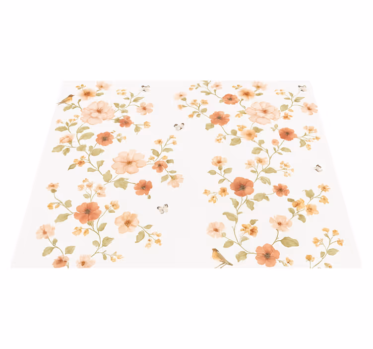 Alfombra vinílica dormitorio flores pequeñas blancas - TenVinilo
