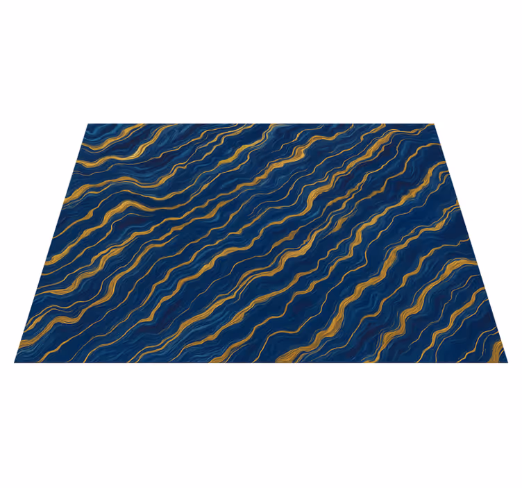 Alfombra vinílica dormitorio efecto mármol azul y dorado - TenVinilo