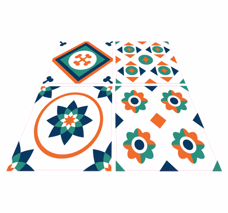 Alfombra vinílica geométrica azulejos geométricos - TenVinilo