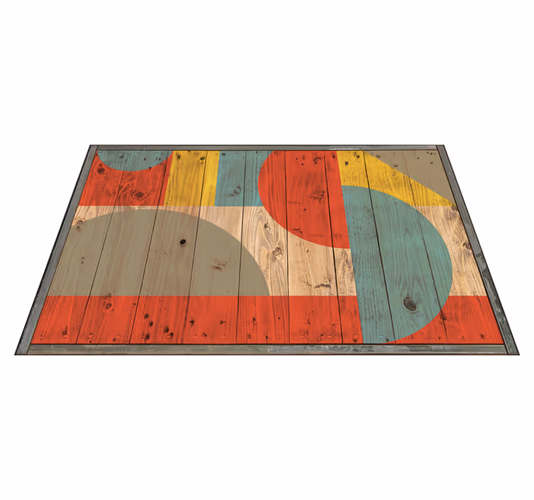 Alfombra vinílica geométrica con madera - TenVinilo