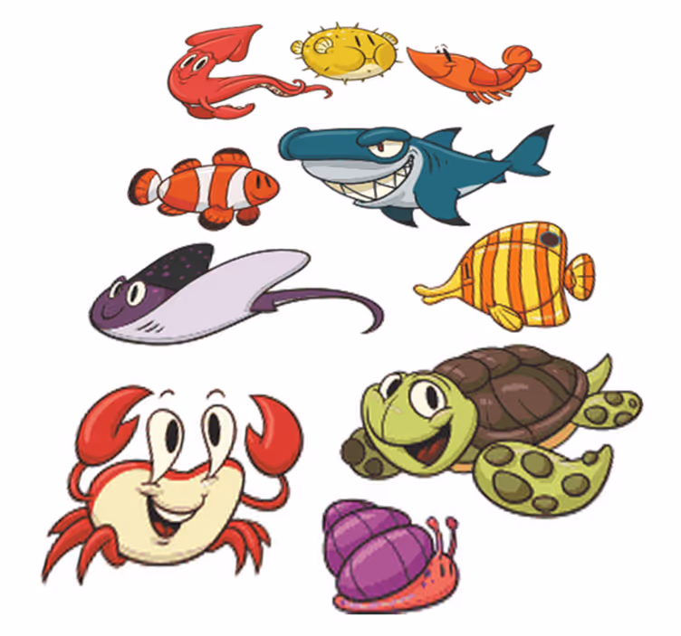 Alfombra vinílica infantil pack de peces coloridos - TenVinilo