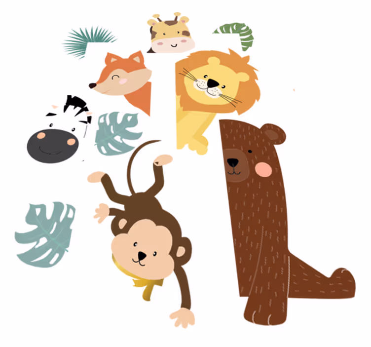Alfombra vinílica infantil animales en la puerta - TenVinilo