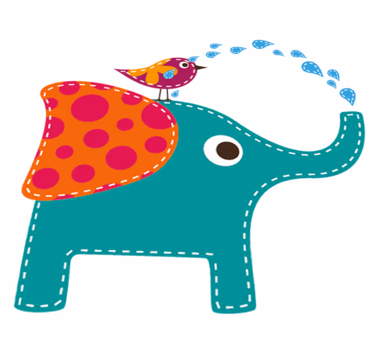 Alfombra vinílica infantil elefante duchando ave - TenVinilo
