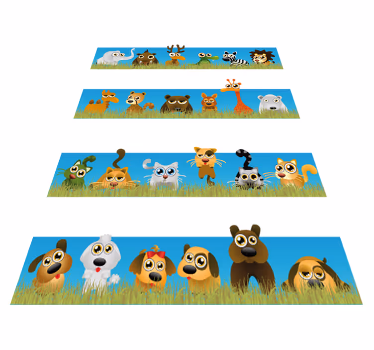 Alfombra vinílica infantil rayas con animales - TenVinilo