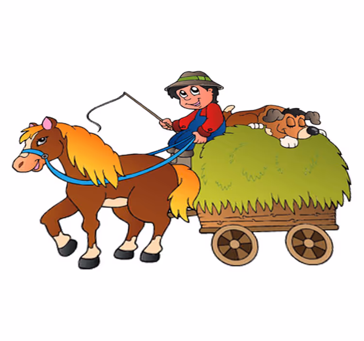 Alfombra vinílica infantil caballo mecedora con carro - TenVinilo
