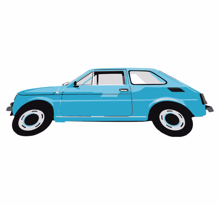 Alfombra vinílica infantil coche vintage azul - TenVinilo